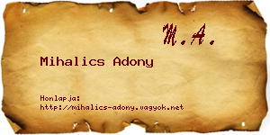 Mihalics Adony névjegykártya